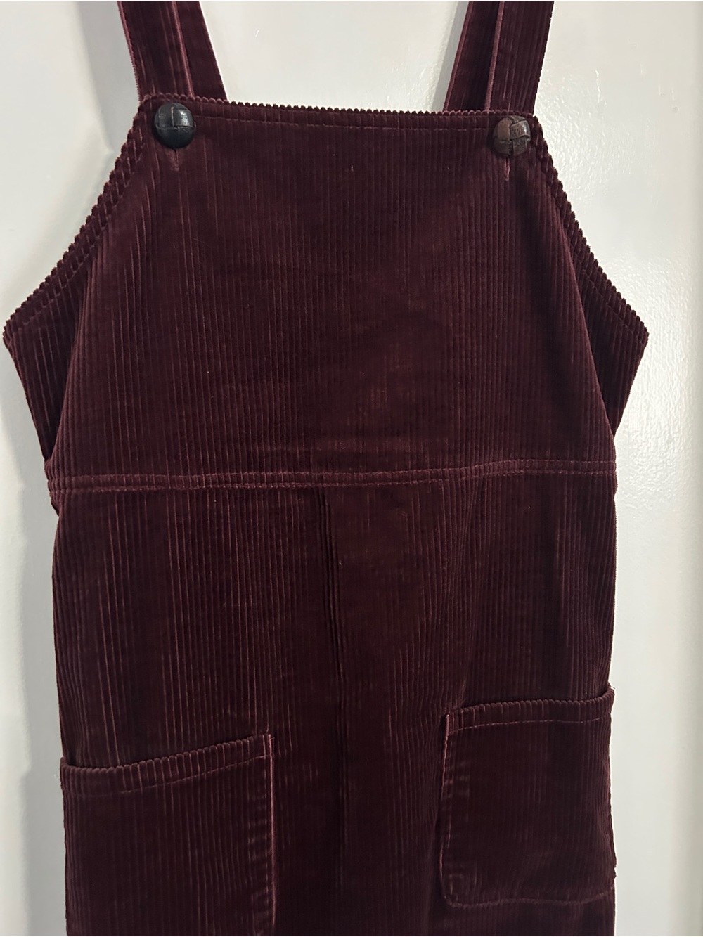Vintage Corduroy Overall Dress in Deep Burgundy